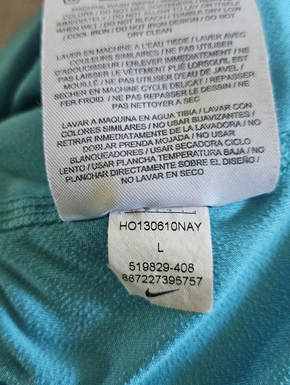 Nike Dri-Fit Bright Cyan Blue Short Sleeve Running Shirt Women's L